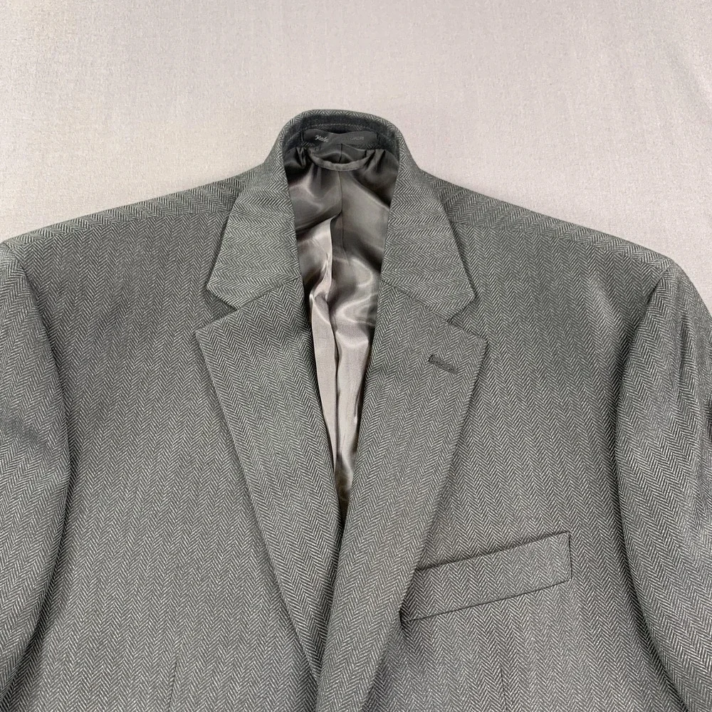 Lauren Ralph Lauren Sport Coat Men‎ 42R Gray Herringbone 2 Button Notch Stretch
